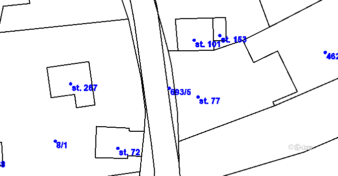 Parcela st. 693/5 v KÚ Juřinka, Katastrální mapa
