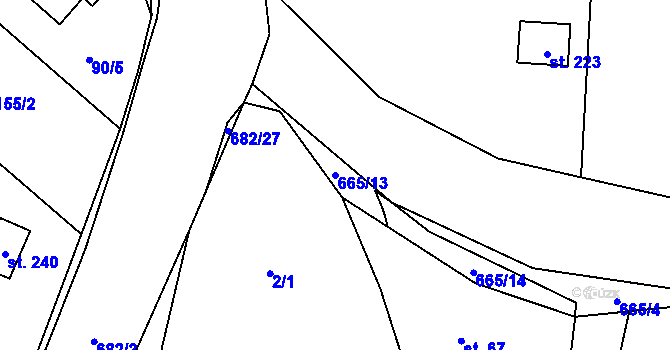 Parcela st. 665/13 v KÚ Juřinka, Katastrální mapa