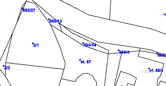 Parcela st. 665/14 v KÚ Juřinka, Katastrální mapa