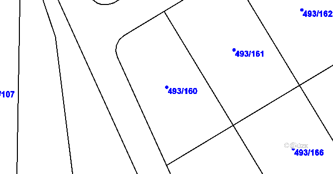 Parcela st. 493/160 v KÚ Juřinka, Katastrální mapa