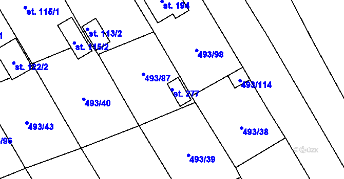 Parcela st. 277 v KÚ Juřinka, Katastrální mapa