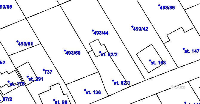 Parcela st. 82/2 v KÚ Juřinka, Katastrální mapa