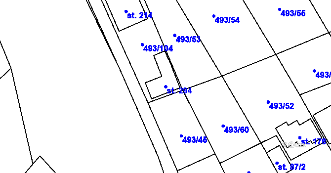 Parcela st. 294 v KÚ Juřinka, Katastrální mapa