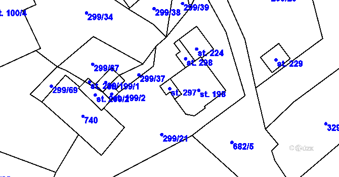 Parcela st. 297 v KÚ Juřinka, Katastrální mapa