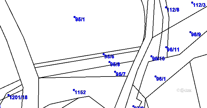 Parcela st. 95/6 v KÚ Kacanovy, Katastrální mapa