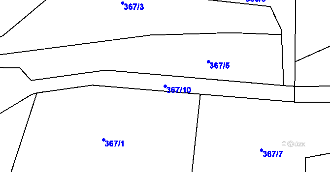 Parcela st. 367/10 v KÚ Kacanovy, Katastrální mapa