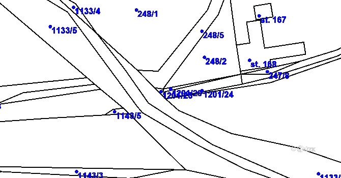 Parcela st. 1201/20 v KÚ Kacanovy, Katastrální mapa