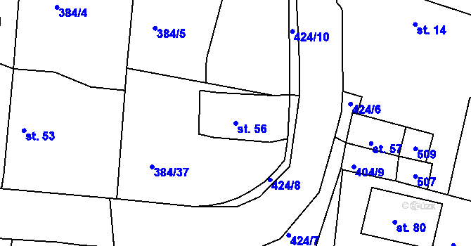 Parcela st. 56 v KÚ Kaceřov, Katastrální mapa