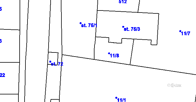 Parcela st. 75/4 v KÚ Kaceřov, Katastrální mapa