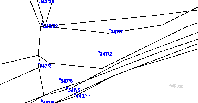 Parcela st. 347/2 v KÚ Kaceřov, Katastrální mapa