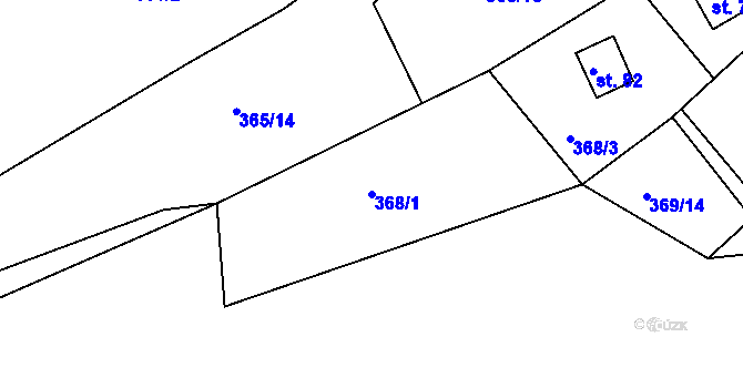 Parcela st. 368/1 v KÚ Kaceřov, Katastrální mapa
