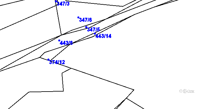Parcela st. 374/5 v KÚ Kaceřov, Katastrální mapa