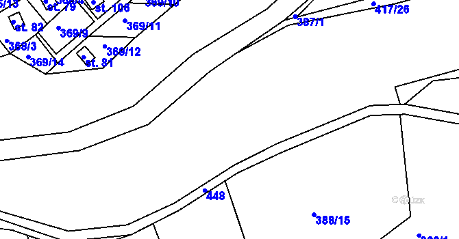 Parcela st. 417/8 v KÚ Kaceřov, Katastrální mapa
