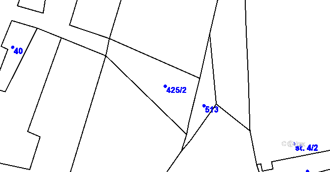 Parcela st. 425/2 v KÚ Kaceřov, Katastrální mapa