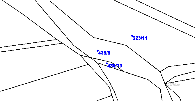 Parcela st. 438/5 v KÚ Kaceřov, Katastrální mapa