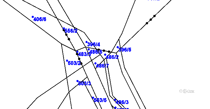 Parcela st. 486/2 v KÚ Kaceřov, Katastrální mapa