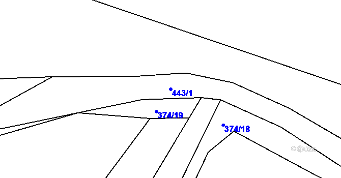Parcela st. 443/1 v KÚ Kaceřov, Katastrální mapa