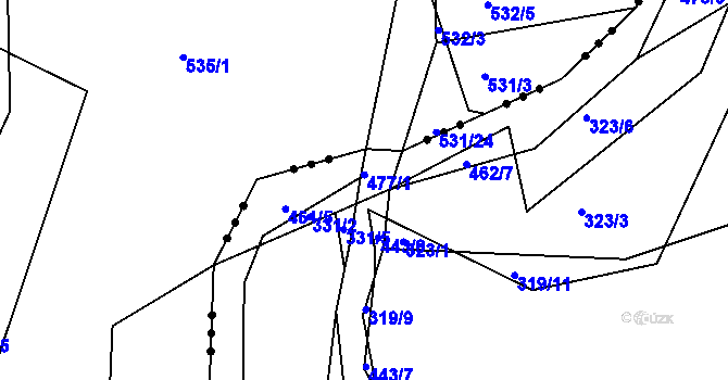 Parcela st. 443/2 v KÚ Kaceřov, Katastrální mapa