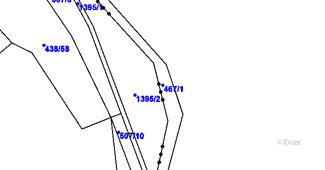 Parcela st. 467/1 v KÚ Kaceřov, Katastrální mapa