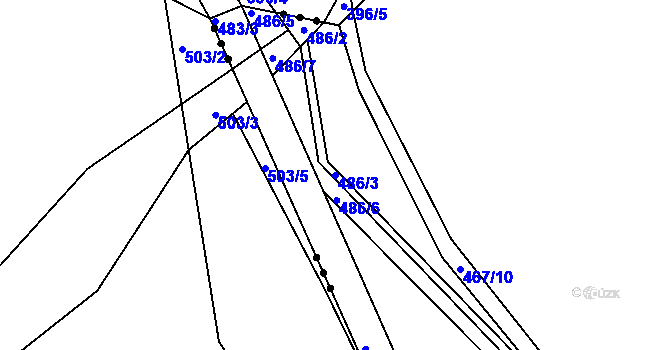 Parcela st. 486/3 v KÚ Kaceřov, Katastrální mapa