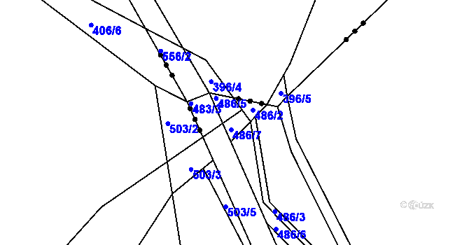 Parcela st. 486/4 v KÚ Kaceřov, Katastrální mapa