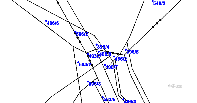 Parcela st. 486/5 v KÚ Kaceřov, Katastrální mapa