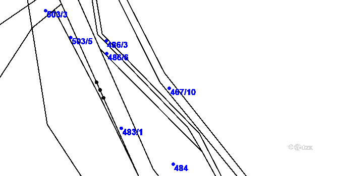 Parcela st. 467/10 v KÚ Kaceřov, Katastrální mapa