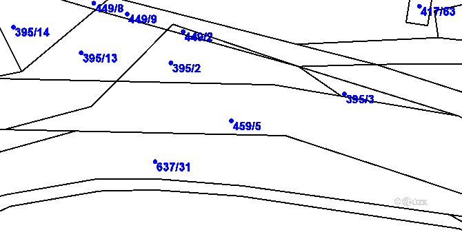 Parcela st. 459/5 v KÚ Kaceřov, Katastrální mapa