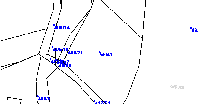 Parcela st. 68/41 v KÚ Kaceřov, Katastrální mapa
