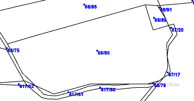 Parcela st. 68/85 v KÚ Kaceřov, Katastrální mapa