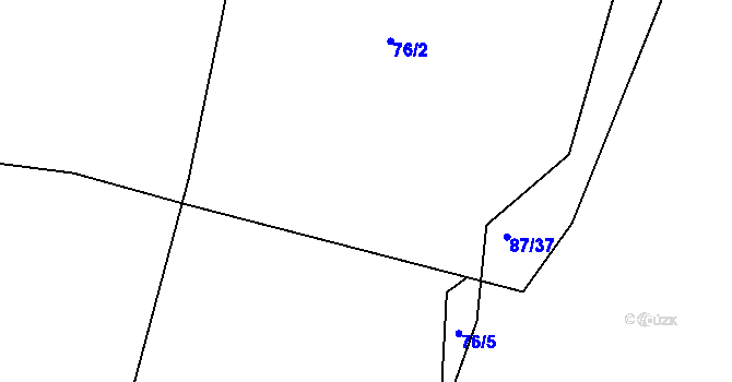 Parcela st. 76/4 v KÚ Kaceřov, Katastrální mapa