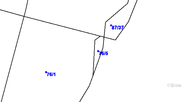 Parcela st. 76/5 v KÚ Kaceřov, Katastrální mapa