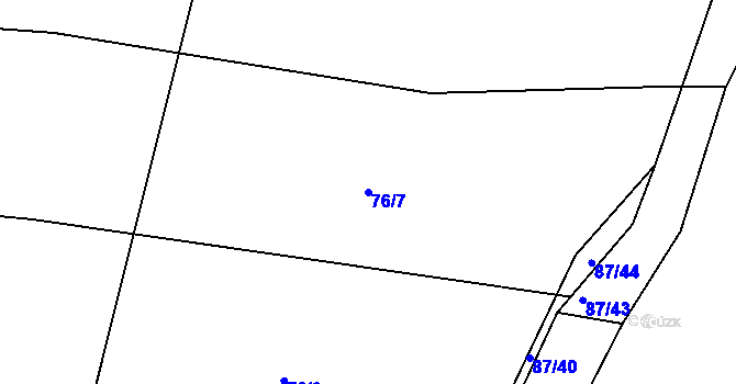 Parcela st. 76/7 v KÚ Kaceřov, Katastrální mapa