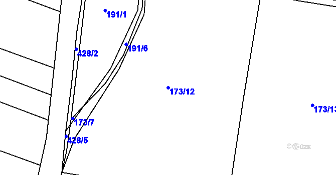 Parcela st. 173/12 v KÚ Kaceřov, Katastrální mapa