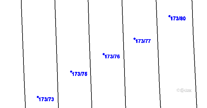 Parcela st. 173/76 v KÚ Kaceřov, Katastrální mapa