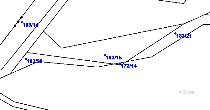 Parcela st. 183/15 v KÚ Kaceřov, Katastrální mapa