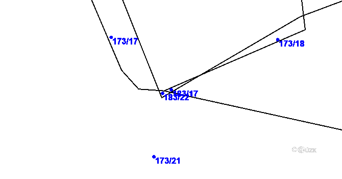 Parcela st. 183/17 v KÚ Kaceřov, Katastrální mapa