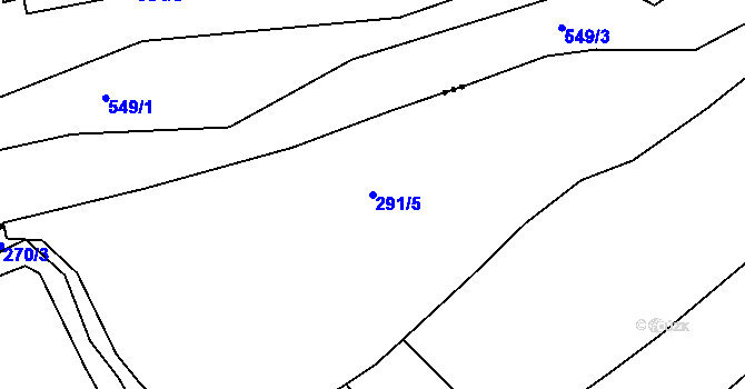 Parcela st. 291/5 v KÚ Kaceřov, Katastrální mapa