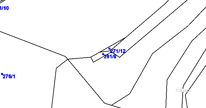 Parcela st. 291/8 v KÚ Kaceřov, Katastrální mapa
