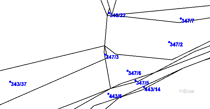 Parcela st. 347/3 v KÚ Kaceřov, Katastrální mapa