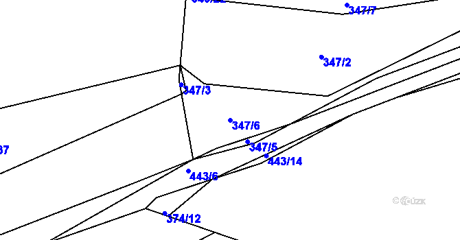 Parcela st. 347/6 v KÚ Kaceřov, Katastrální mapa