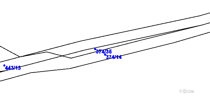 Parcela st. 374/14 v KÚ Kaceřov, Katastrální mapa