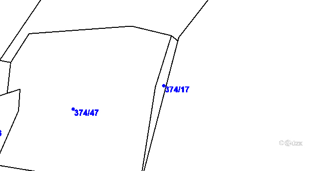 Parcela st. 374/17 v KÚ Kaceřov, Katastrální mapa