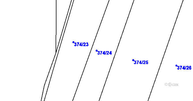 Parcela st. 374/24 v KÚ Kaceřov, Katastrální mapa