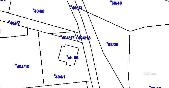Parcela st. 406/15 v KÚ Kaceřov, Katastrální mapa