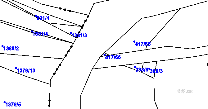 Parcela st. 417/24 v KÚ Kaceřov, Katastrální mapa