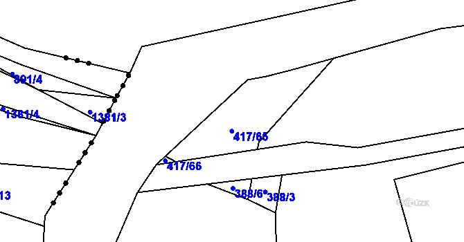 Parcela st. 417/27 v KÚ Kaceřov, Katastrální mapa