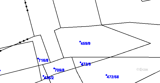 Parcela st. 459/9 v KÚ Kaceřov, Katastrální mapa