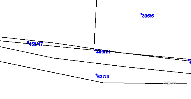 Parcela st. 459/11 v KÚ Kaceřov, Katastrální mapa