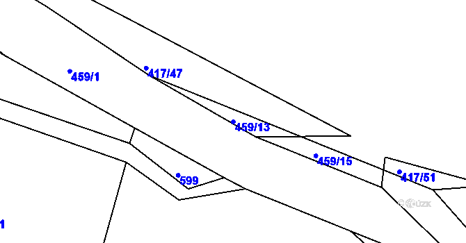 Parcela st. 459/13 v KÚ Kaceřov, Katastrální mapa